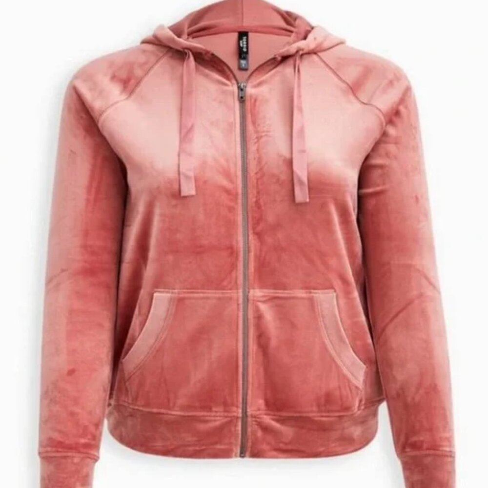 Torrid Pink Velour Long Sleeve Zip Lounge Hoodie
